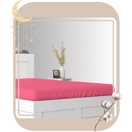 Prześcieradło JERSEY Bez Gumki  180x200 Różowe 100% Bawełniane