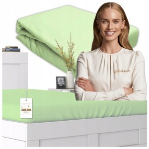 Prześcieradło JERSEY Bez Gumki  180x200 Seledyn 100% Bawełniane