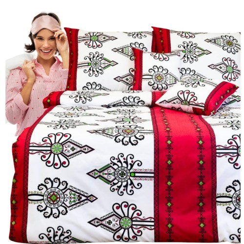 Komplet Pościeli Bawełnianej 160x200 2x70/80 Parzenice Czerwone