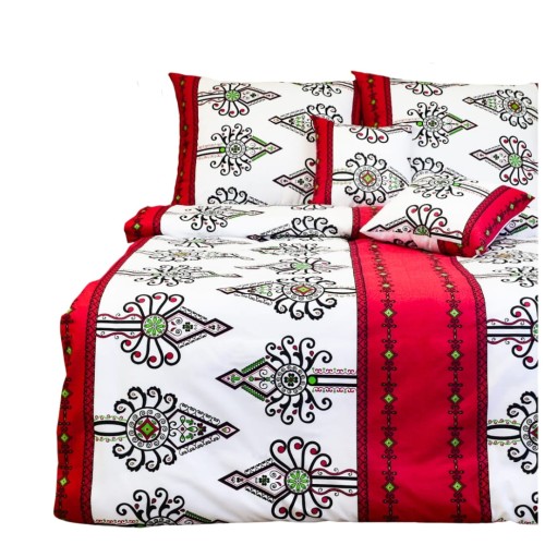 Komplet Pościeli Bawełnianej 160x200 2x70/80 Parzenice Czerwone