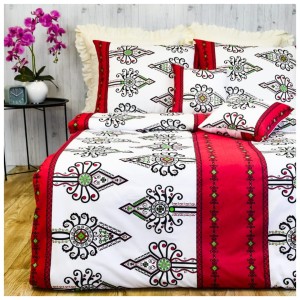 Komplet Pościeli Bawełnianej 140x200 2x70/80 Parzenice Czerwone
