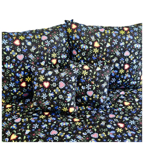 Komplet Pościeli Bawełnianej 140x200 2x70/80 Kaszuby Czarne