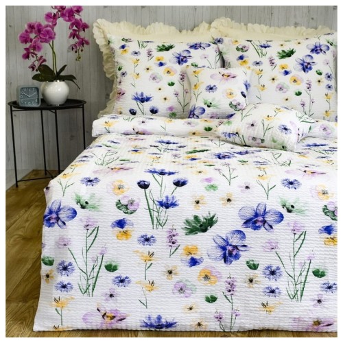 Komplet Pościeli Kora 140x200 2x70/80 Malowane Bratki Na Białym