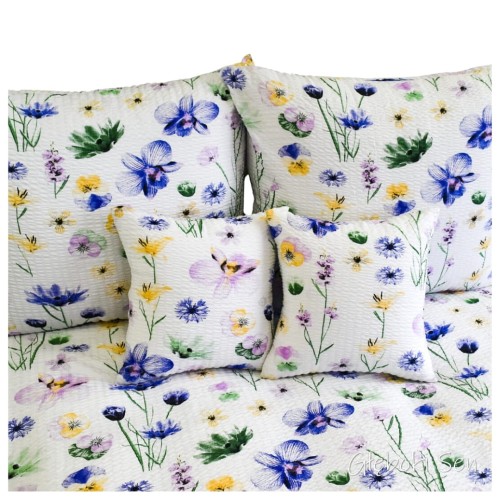 Komplet Pościeli Kora 200x220 2x70/80 Malowane Bratki Na Białym