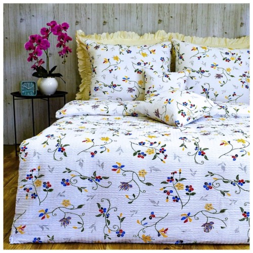  Komplet Pościeli Kora 140x200 1x70/80 Haft Na Białym