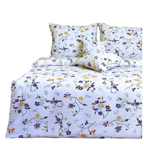  Komplet Pościeli Kora 200x220 2x70/80 Haft Na Białym