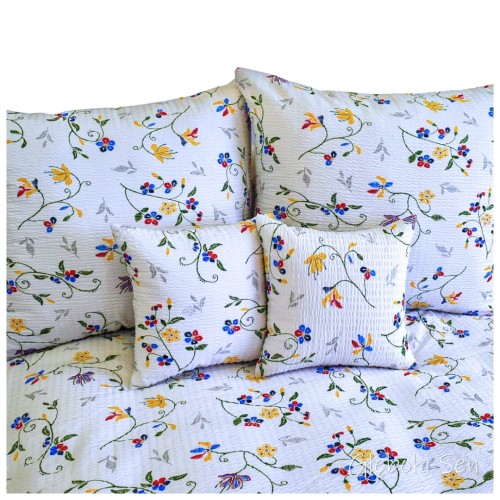  Komplet Pościeli Kora 200x220 2x70/80 Haft Na Białym