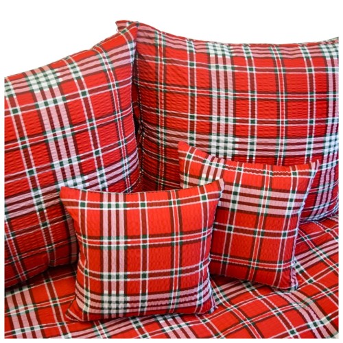 Komplet Pościeli Kora 140x200 2x70/80 Krata Czerwona