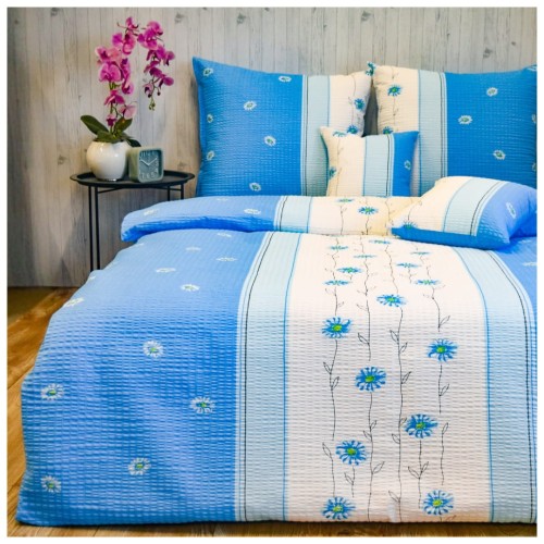 Komplet Pościeli Kora 160x200 2x70/80 Cienkie Łodygi Niebieskie