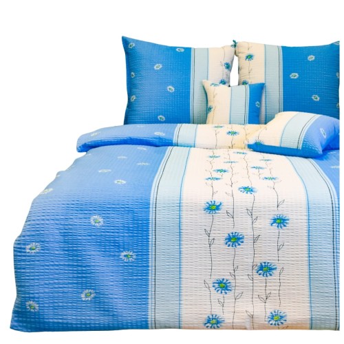 Komplet Pościeli Kora 160x200 2x70/80 Cienkie Łodygi Niebieskie