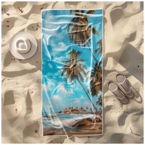 Ręcznik Plażowy Kąpielowy XL 70x140 Palmy Szybkoschnący R121