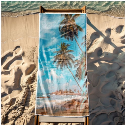 Ręcznik Plażowy Kąpielowy XL 70x140 Palmy Szybkoschnący R121