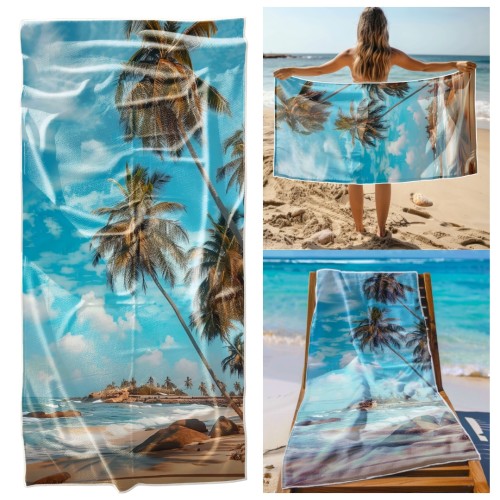 Ręcznik Plażowy Kąpielowy XXL 100x180 Palmy Szybkoschnący R121