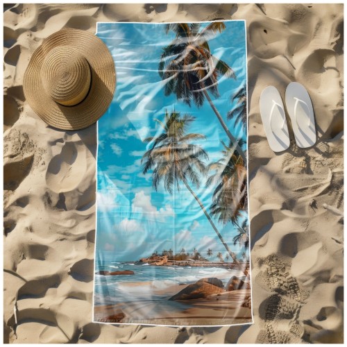 Ręcznik Plażowy Kąpielowy XXL 100x180 Palmy Szybkoschnący R121