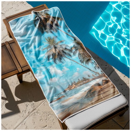 Ręcznik Plażowy Kąpielowy XXL 100x180 Palmy Szybkoschnący R121