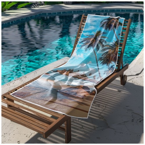 Ręcznik Plażowy Kąpielowy XXL 100x180 Palmy Szybkoschnący R121