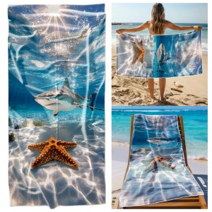 Ręcznik Plażowy Kąpielowy XXL 100x180 Rekin Szybkoschnący R116