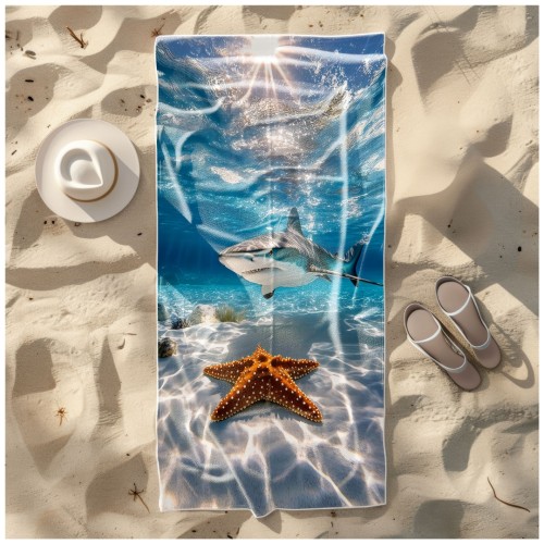 Ręcznik Plażowy Kąpielowy XXL 100x180 Rekin Szybkoschnący R116