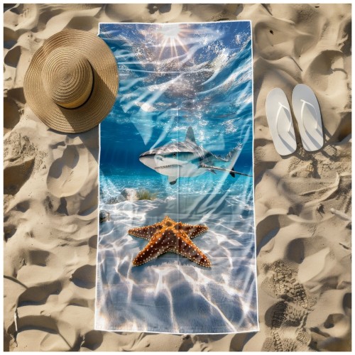 Ręcznik Plażowy Kąpielowy XXL 100x180 Rekin Szybkoschnący R116