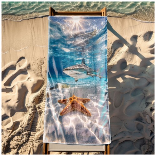 Ręcznik Plażowy Kąpielowy XXL 100x180 Rekin Szybkoschnący R116