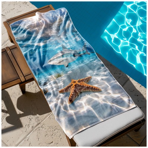 Ręcznik Plażowy Kąpielowy XXL 100x180 Rekin Szybkoschnący R116