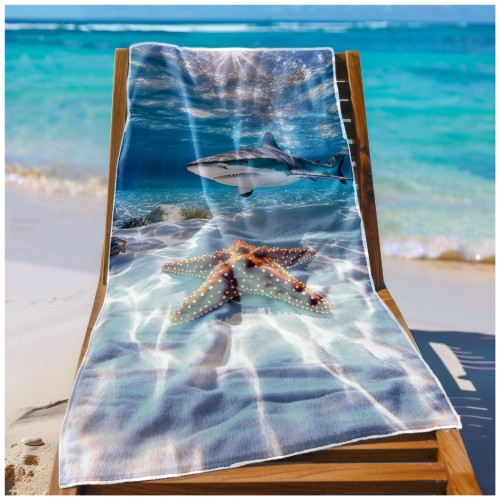 Ręcznik Plażowy Kąpielowy XXL 100x180 Rekin Szybkoschnący R116