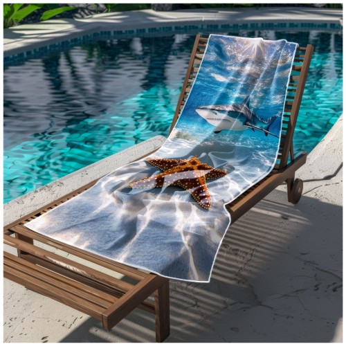 Ręcznik Plażowy Kąpielowy XXL 100x180 Rekin Szybkoschnący R116