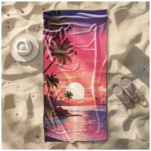 Ręcznik Plażowy Kąpielowy XL 70x140 Zachód Słońca Szybkoschnący R112
