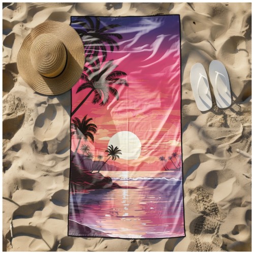 Ręcznik Plażowy Kąpielowy XL 70x140 Zachód Słońca Szybkoschnący R112