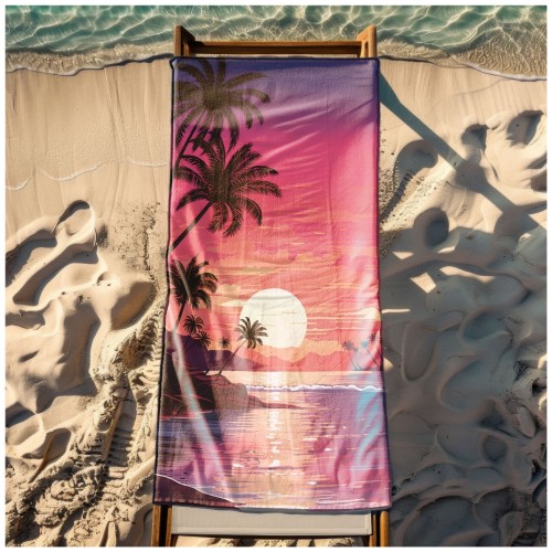 Ręcznik Plażowy Kąpielowy XL 70x140 Zachód Słońca Szybkoschnący R112