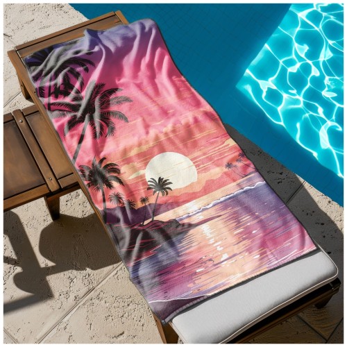 Ręcznik Plażowy Kąpielowy XL 70x140 Zachód Słońca Szybkoschnący R112