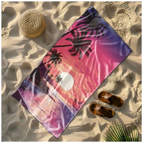 Ręcznik Plażowy Kąpielowy XXL 100x180 Zachód Słońca Szybkoschnący R112