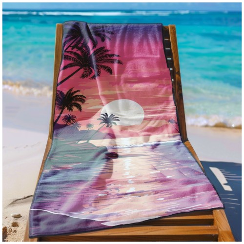 Ręcznik Plażowy Kąpielowy XXL 100x180 Zachód Słońca Szybkoschnący R112