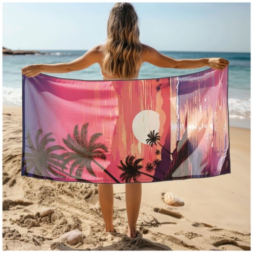 Ręcznik Plażowy Kąpielowy XXL 100x180 Zachód Słońca Szybkoschnący R112