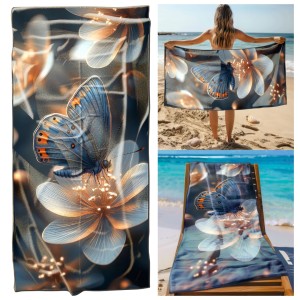 Ręcznik Plażowy Kąpielowy XL 70x140 Motylek Szybkoschnący R134