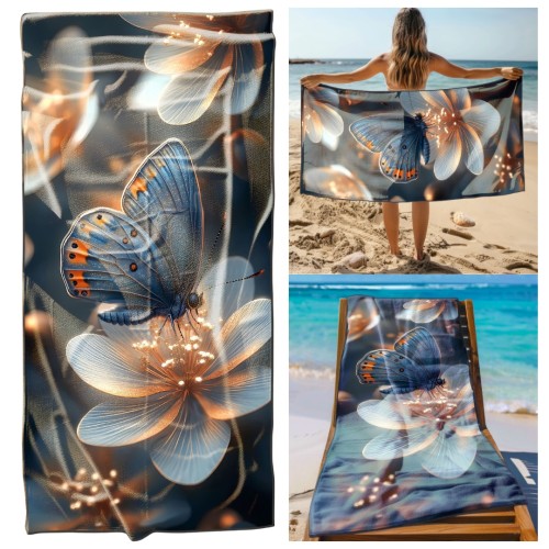 Ręcznik Plażowy Kąpielowy XL 70x140 Motylek Szybkoschnący R134
