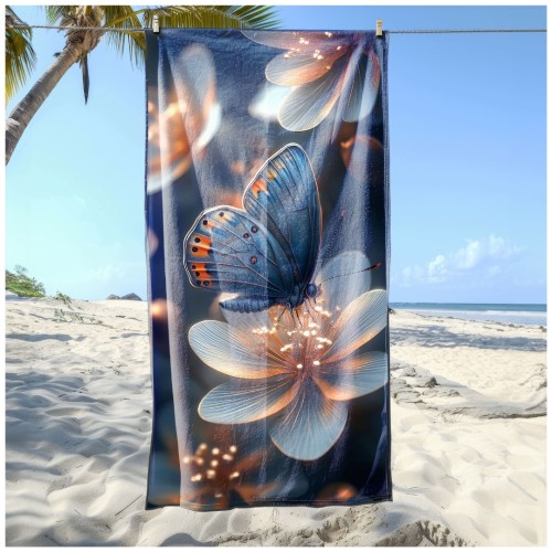 Ręcznik Plażowy Kąpielowy XXL 100x180 Motylek Szybkoschnący R134
