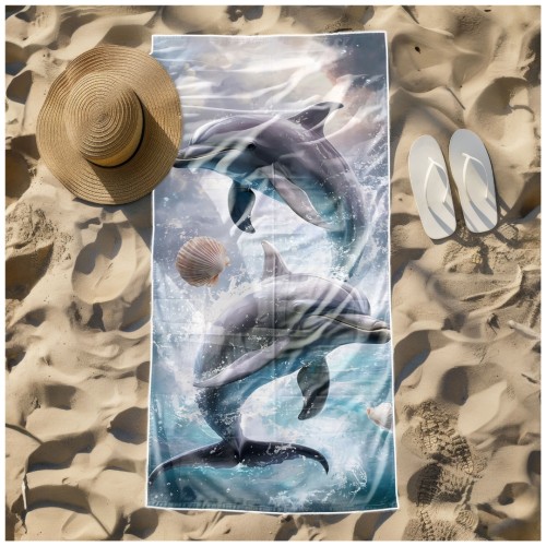 Ręcznik Plażowy Kąpielowy XL 70x140 Delfiny Szybkoschnący R119