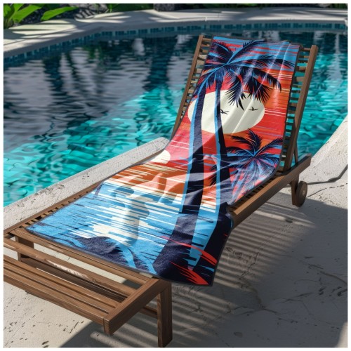 Ręcznik Plażowy Kąpielowy XL 70x140 Zachód Słońca Szybkoschnący R125