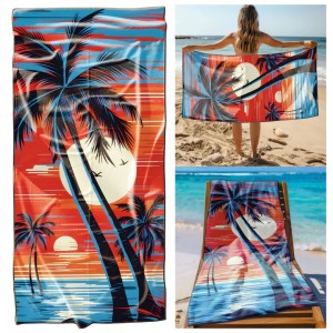 Ręcznik Plażowy Kąpielowy XXL 100x180 Zachód Słońca Szybkoschnący R125