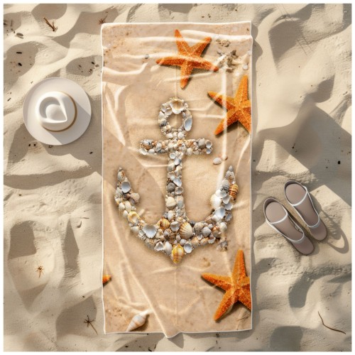 Ręcznik Plażowy Kąpielowy XL 70x140 Kotwica Szybkoschnący R113