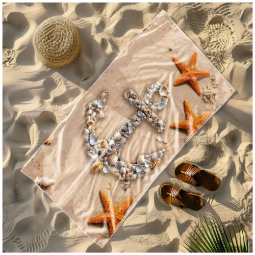 Ręcznik Plażowy Kąpielowy XL 70x140 Kotwica Szybkoschnący R113