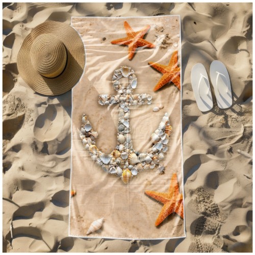 Ręcznik Plażowy Kąpielowy XL 70x140 Kotwica Szybkoschnący R113