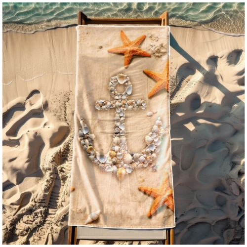 Ręcznik Plażowy Kąpielowy XL 70x140 Kotwica Szybkoschnący R113