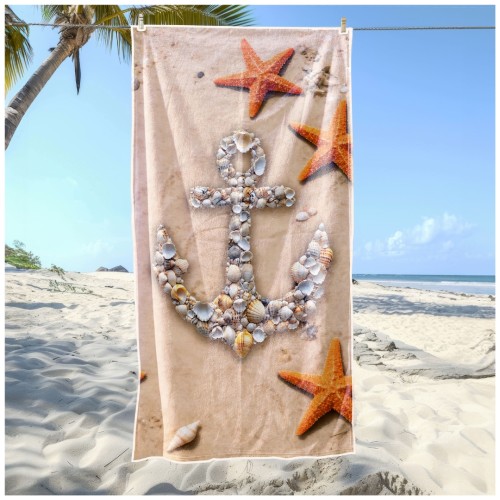 Ręcznik Plażowy Kąpielowy XL 70x140 Kotwica Szybkoschnący R113