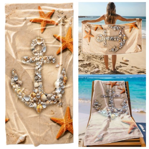 Ręcznik Plażowy Kąpielowy XXL 100x180 Kotwica Szybkoschnący R113