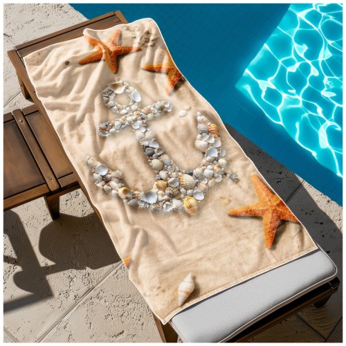 Ręcznik Plażowy Kąpielowy XXL 100x180 Kotwica Szybkoschnący R113