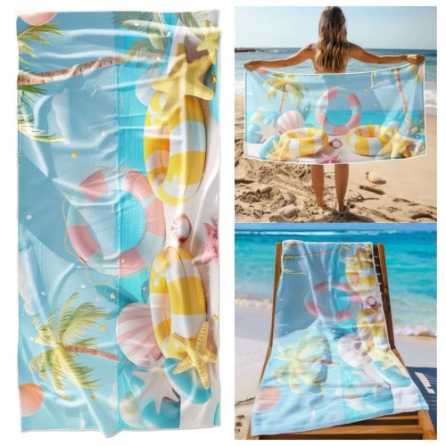 Ręcznik Plażowy Kąpielowy XL 70x140 Koła Ratunkowe Szybkoschnący R136