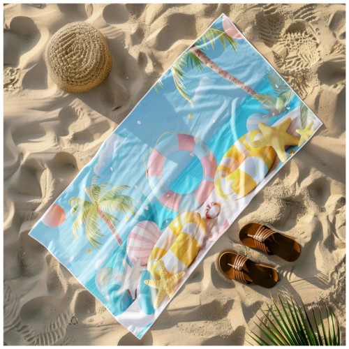 Ręcznik Plażowy Kąpielowy XL 70x140 Koła Ratunkowe Szybkoschnący R136