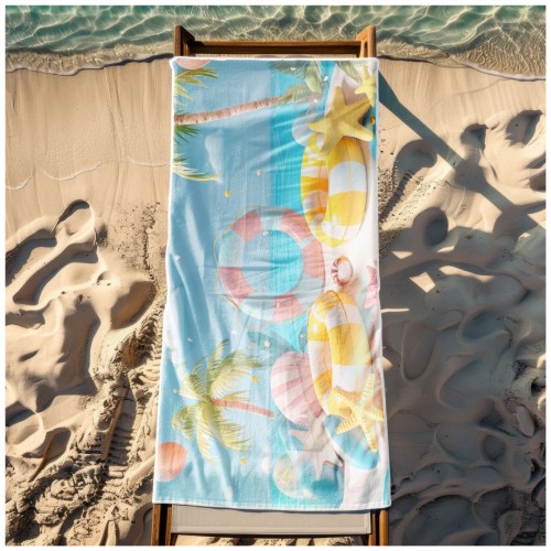 Ręcznik Plażowy Kąpielowy XL 70x140 Koła Ratunkowe Szybkoschnący R136